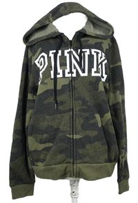 Dámska army prepínaci mikina s logom a kapucňou Pink