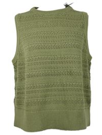 Nové - Dámská khaki ažurová svetrová vesta Dunnes 