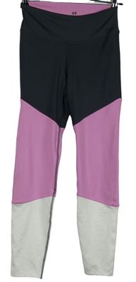 Dámské tmavošedo-růžovo-bílé sportovní legíny H&M