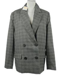 Nové - Dámsky sivý kockovaný oversized blejzer Primark