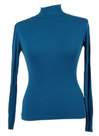 Dámske modré rebrované tričko so stojačikom Amisu