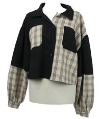 Dámská černo-kostkovaná crop košilová bunda Shein 