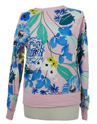 Dámské růžovo-modré květované pyžamové triko Next