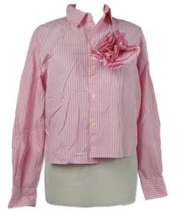 Nové - Dámská růžovo-bílá proužkovaná crop halenka s odepínací kytkou GAP