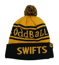 Nové - Pánska okrovo-čierna pletená čapica s nápisom OddBalls