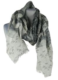 Dámská šedo-tmavomodrá vzorovaná šála 