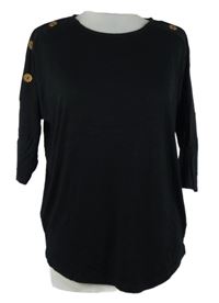 Dámské černé volné triko s knoflíčky Peacocks 