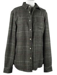 Pánská černo-vínová kostkovaná flanelová košilová bunda C&A