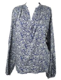 Dámská bílo-tmavomodrá vzorovaná halenka H&M