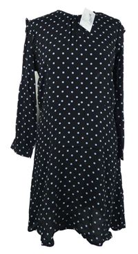 Nové - Dámské černo-světlemodré puntíkované šaty Warehouse 