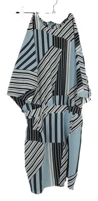Dámský světlemodro-černo-bílý pruhovaný letní overal River Island 