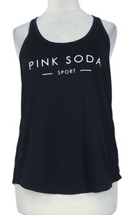 Dámský černý sportovní top s logem Pink Soda 