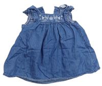 Modré riflové šaty s kytičkou Primark