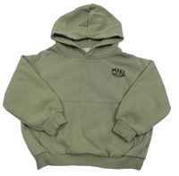 Khaki mikina s nápisom a kapucňou Zara