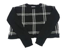Čierno-biely kockovaný crop sveter Lulurain