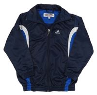 Tmavomodro-modro-biela športová prepínaci mikina s výšivkou