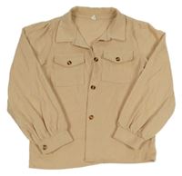 Béžová menšestrová košeľová bunda Shein