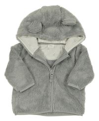 Světlešedá chlupatá propínací mikina s kapucí Next