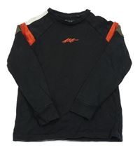 Černé triko s proužky a potiskem Next