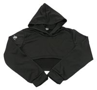 Čierna športová crop mikina s kapucňou