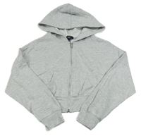 Svetlosivá crop prepínaci mikina s kapucňou New Look