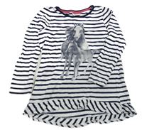 Bielo-tmavomodrá pruhovaná tunika s koníkem Yigga