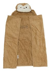Hnedé froté zavinovací osuška s -kapucí opica
