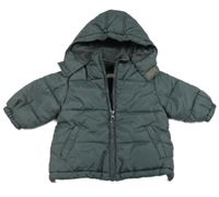 Tmavošedá šusťáková zimní bunda s kapucí