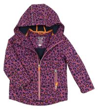 Fialovorůžová softshelová bunda s leopardím vzorem a kapucí C&A