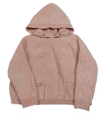Světlerůžový žinylkový svetr s kapucí Primark