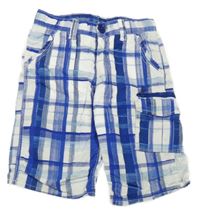 Modro-bílé kostkované plátěné kraťasy s kapsou H&M