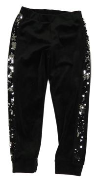Černé plyšové kalhoty s flitry Little kids