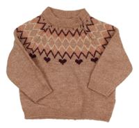 Růžový vzorovaný svetr H&M