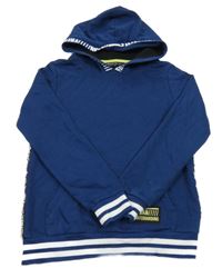 Tmavomodrá mikina s nášivkou a kapucňou Alive