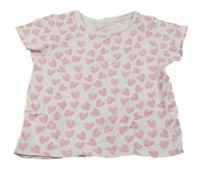 Bielo-ružové tričko so srdiečkami Primark