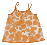 Bielo-oranžový vzorovaný top so srdiečkami