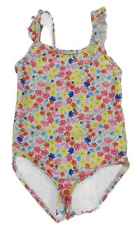 Biele kvetované plavky s kvetinami