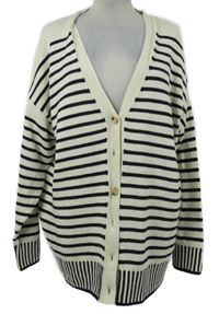 Dámsky smetanovo-čierny pruhovaný prepínaci dlhý sveter Primark