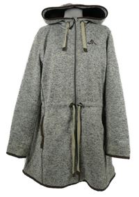 Dámska sivá melírovaná pletená jarná parka s kapucňou