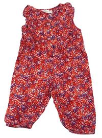 Červeno-modrý kvetovaný nohavicový overal M&Co.