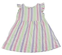Bielo-lila-zelenkavé pruhované bavlnené šaty H&M