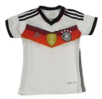 Bílo-červený fotbalový dres s erbem a logem Adidas 