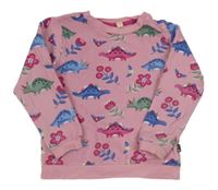Ružová mikina s dinosaurami a kvietkami Jojo Maman Bébé