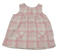 Svetloružová -biele kockované fleecová šaty zn. George
