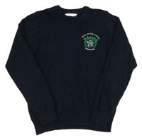 Tmavomodrý sveter s výšivkou zn. M&S