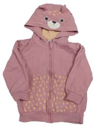Ružová prepínaci mikina s kapucňou a medvedíkom So Cute