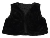 Čierna kožušinová podšitá crop vesta