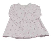 Svetloružové ľahké teplákové šaty s kvietkami