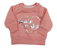 Nové - Růžová mikina se srdíčkem a nápisem Primark