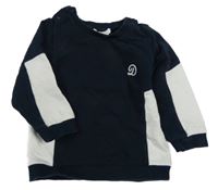 Tmavomodro-biela mikina s písmenem